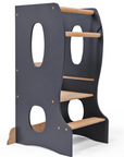 Stable Montessori Learning Tower: Wooden Growing Chair - Grey-0