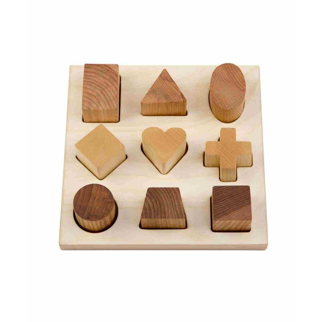 Wooden Shape Sorting Toy with Natural Finish