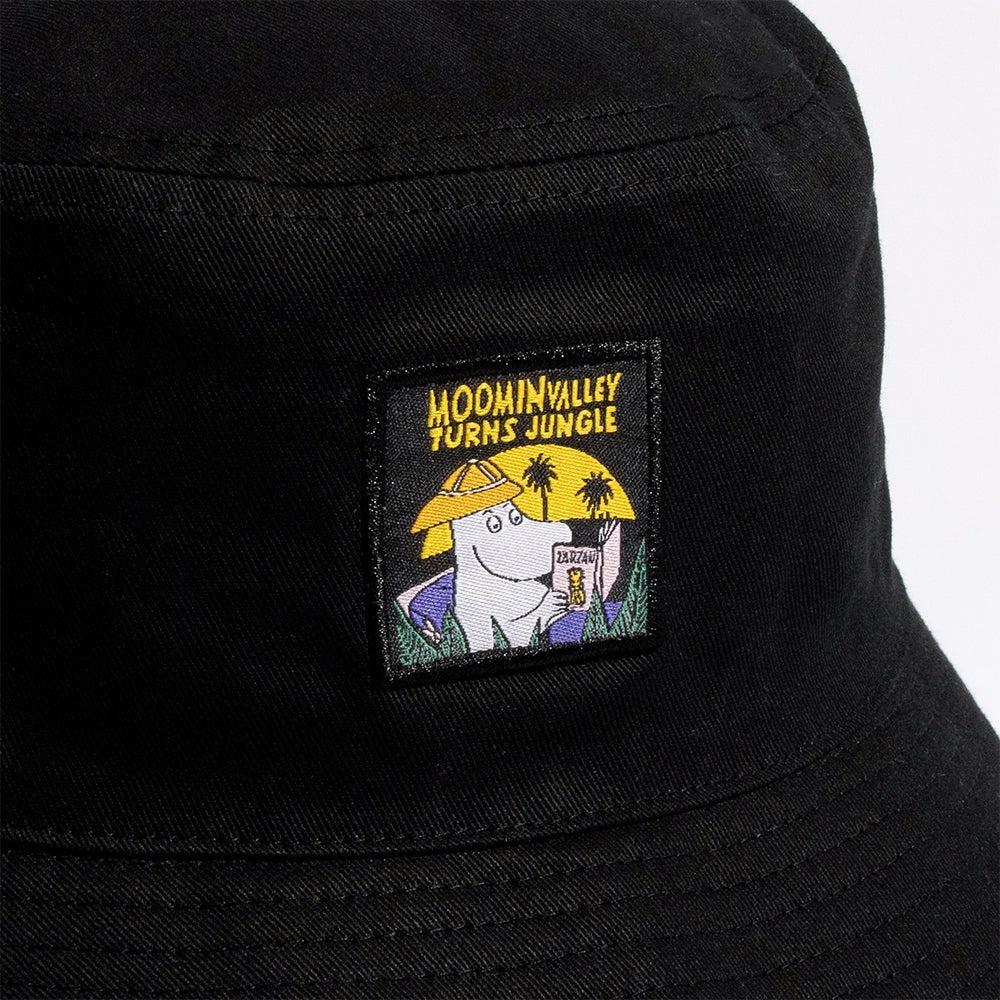Jungle Black Cotton Bucket Hat for Adults