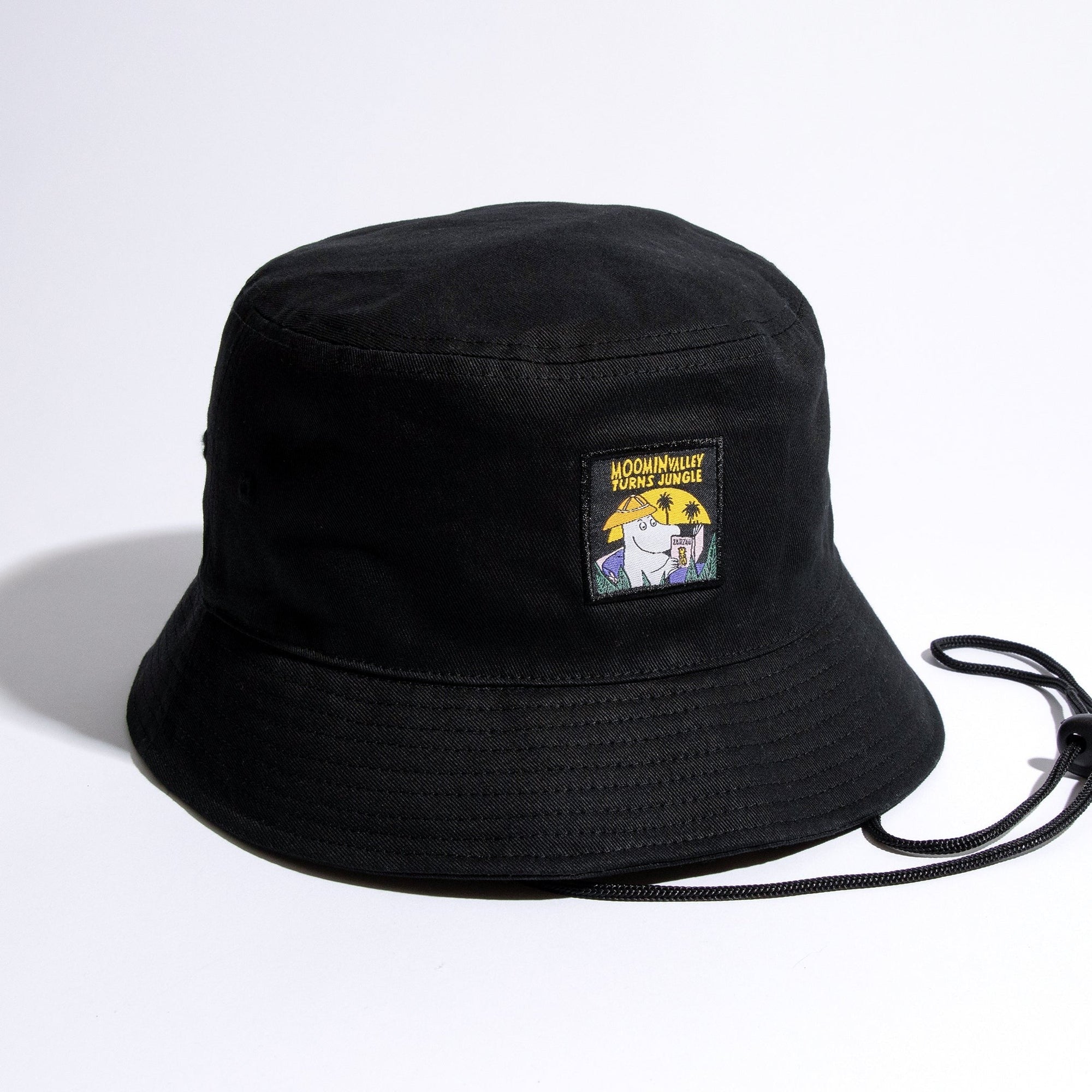 Jungle Black Cotton Bucket Hat for Adults