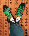 Black Retro Jungle Print Socks for Men