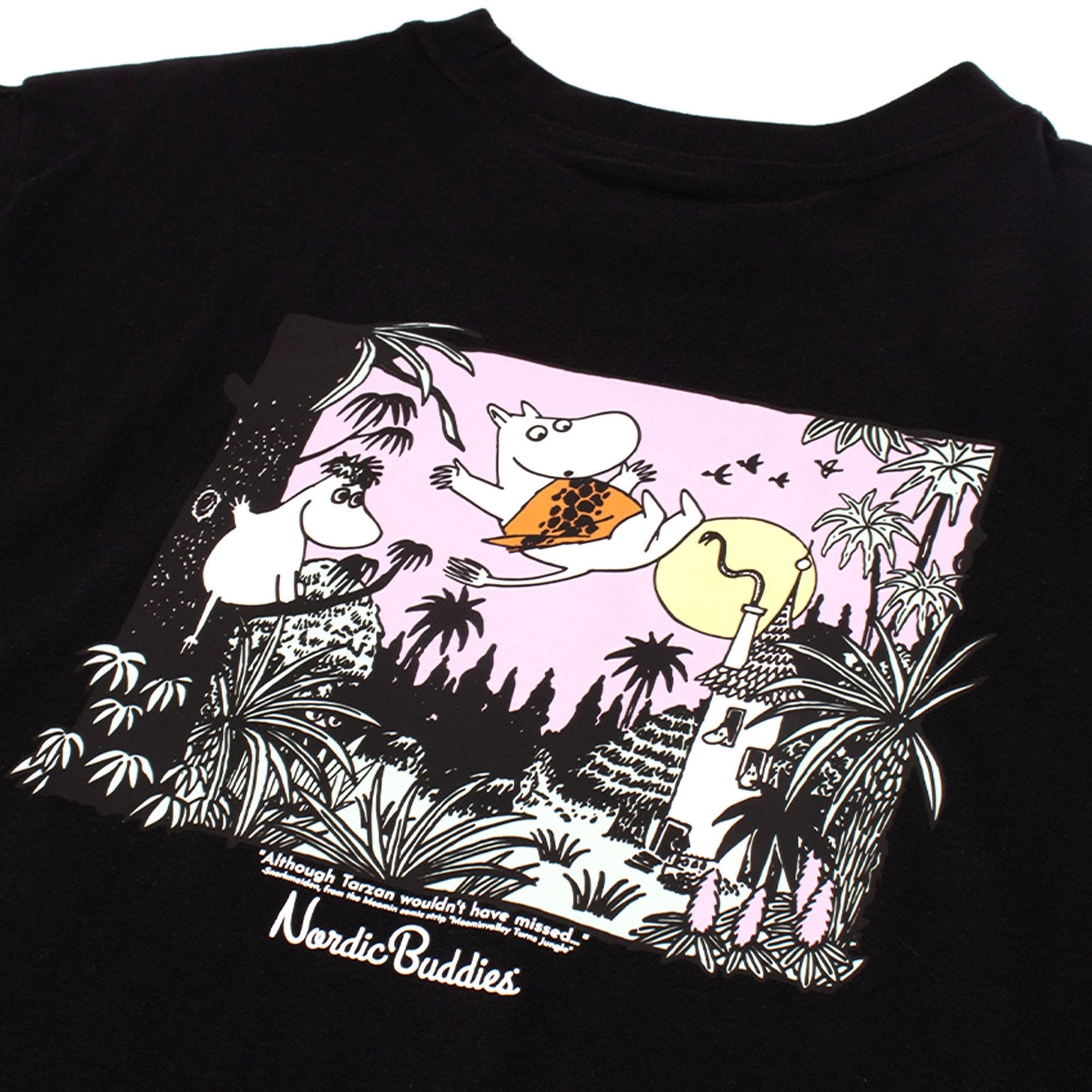 Moomintroll Jungle Black Cotton T Shirt