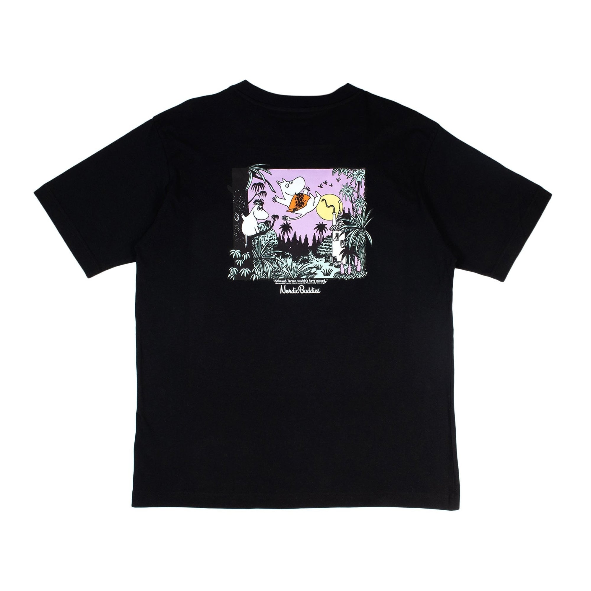 Moomintroll Jungle Black Cotton T Shirt