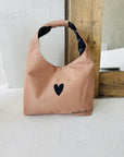 Moon Bag Heart in Cream Canvas