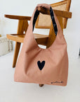 Moon Bag Heart in Cream Canvas