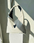 Moon Bag Heart in White Canvas