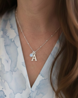 June Birthstone Necklace with Initial Charm – Moonstone Gift for Her