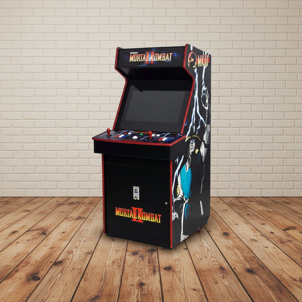 Mortal Kombat II arcade cabinet game in a walled room from brixbailey.com