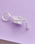 Mortar Board Graduation Cap Personalised Silver Charm