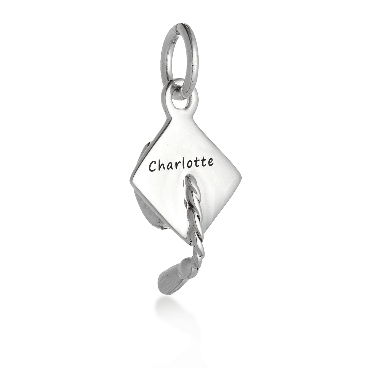 Mortar Board Graduation Cap Personalised Silver Charm
