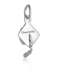 Mortar Board Graduation Cap Personalised Silver Charm