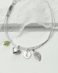 Personalised Sterling Silver Peridot Charms Bracelet