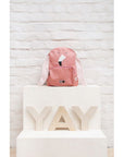 playful mrs flamingo kids backpack on a sunny adventure, showing its fun cotton design
