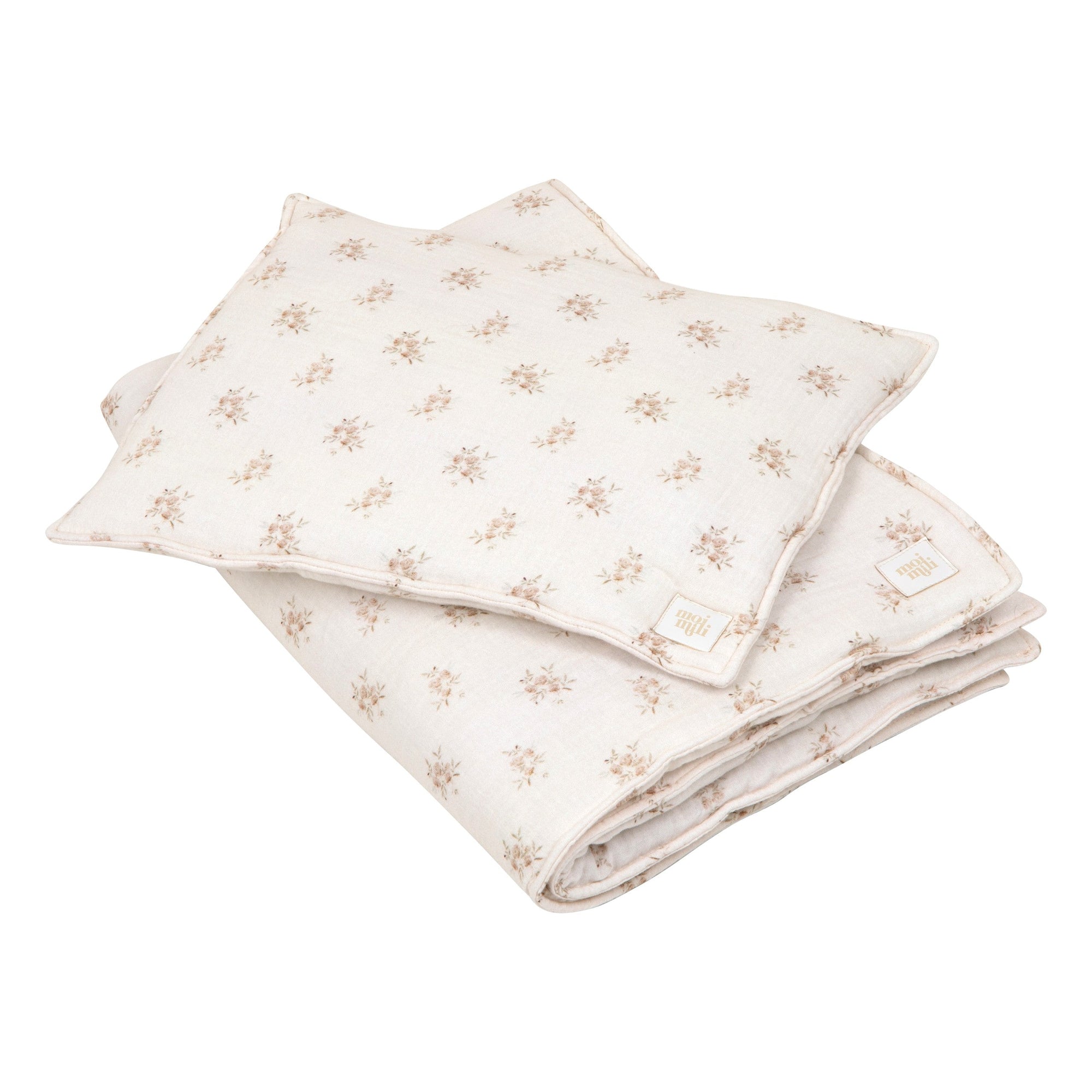 Cozy Muslin Baby Blanket and Pillow Set with Boho Flowers