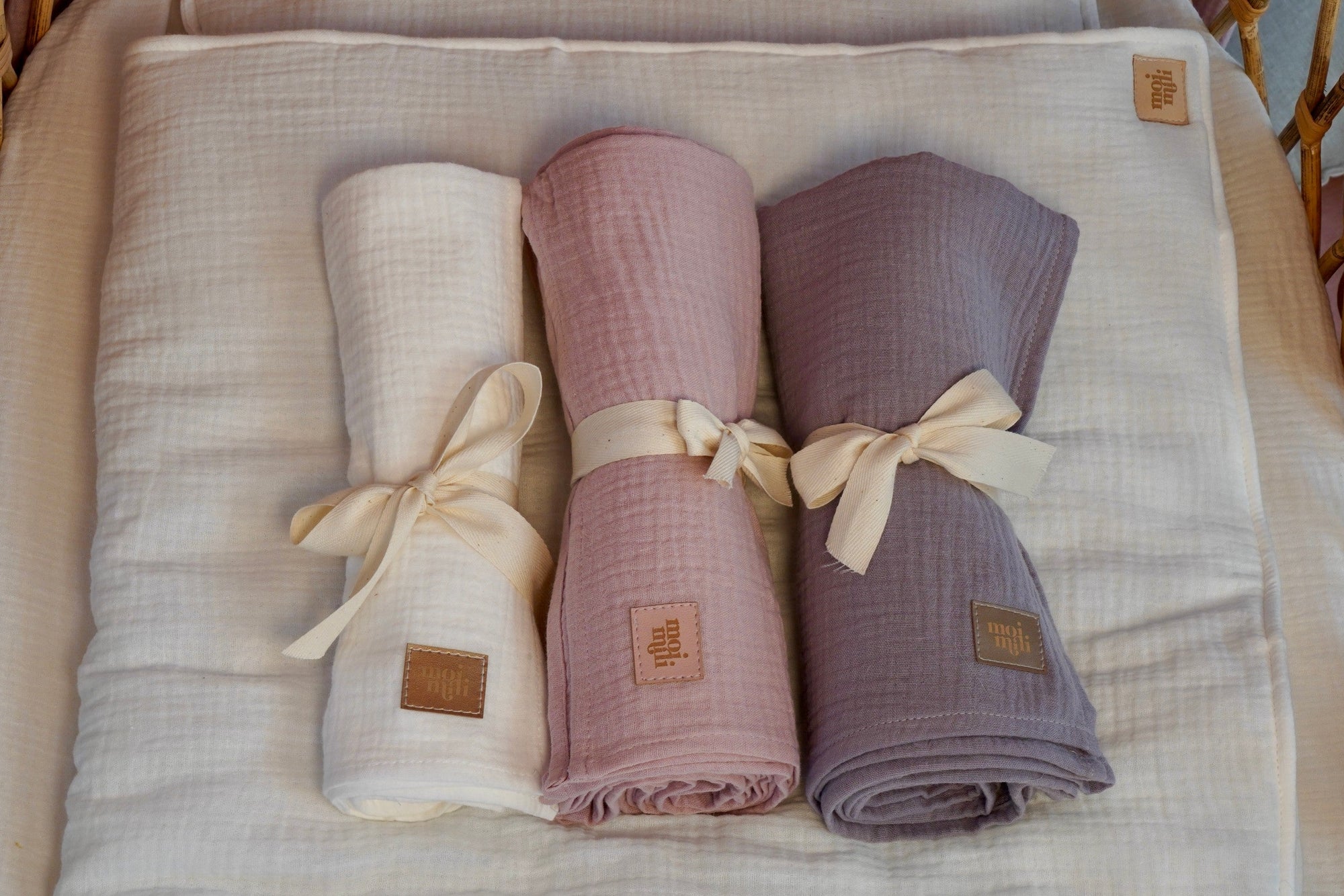 Cream Muslin Baby Blanket and Pillow Set