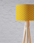 Mustard Yellow Drum Lampshade, Geometric Design Shade for Table, Floor or Ceiling Pendant Light
