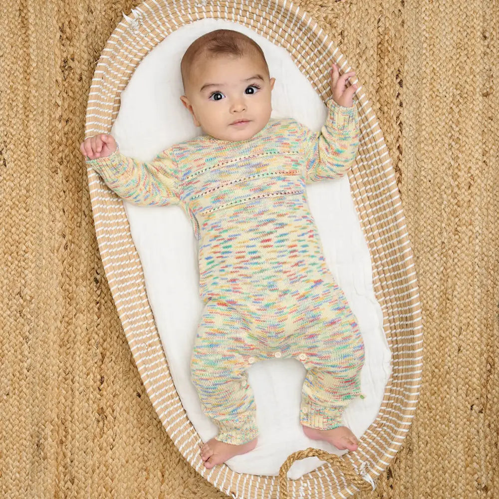 Space-Dye Organic Cotton Knitted Baby Onesie