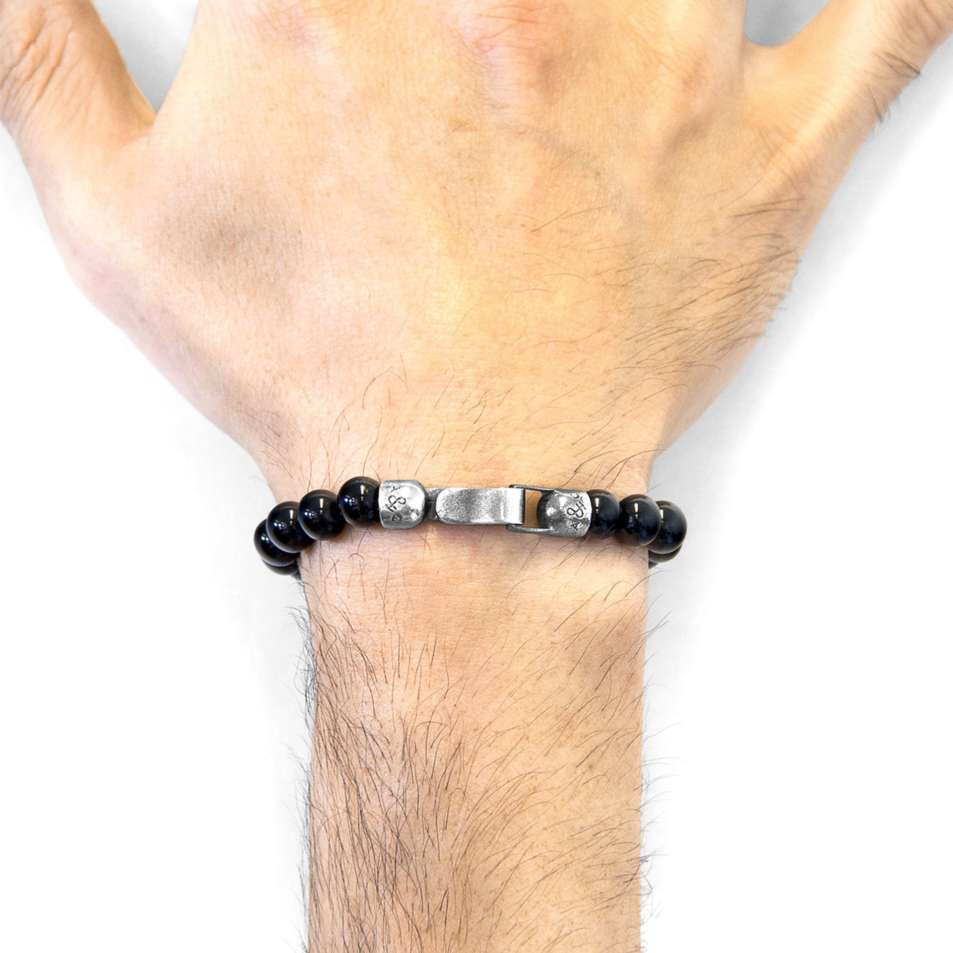Embrace Elegance with the Black Onyx Nachi Silver and Stone Beaded Bracelet by ANCHOR & CREW at www.brixbailey.com