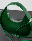 Mini Moon Leather Handbag in Moss