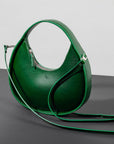 Mini Moon Leather Handbag in Moss