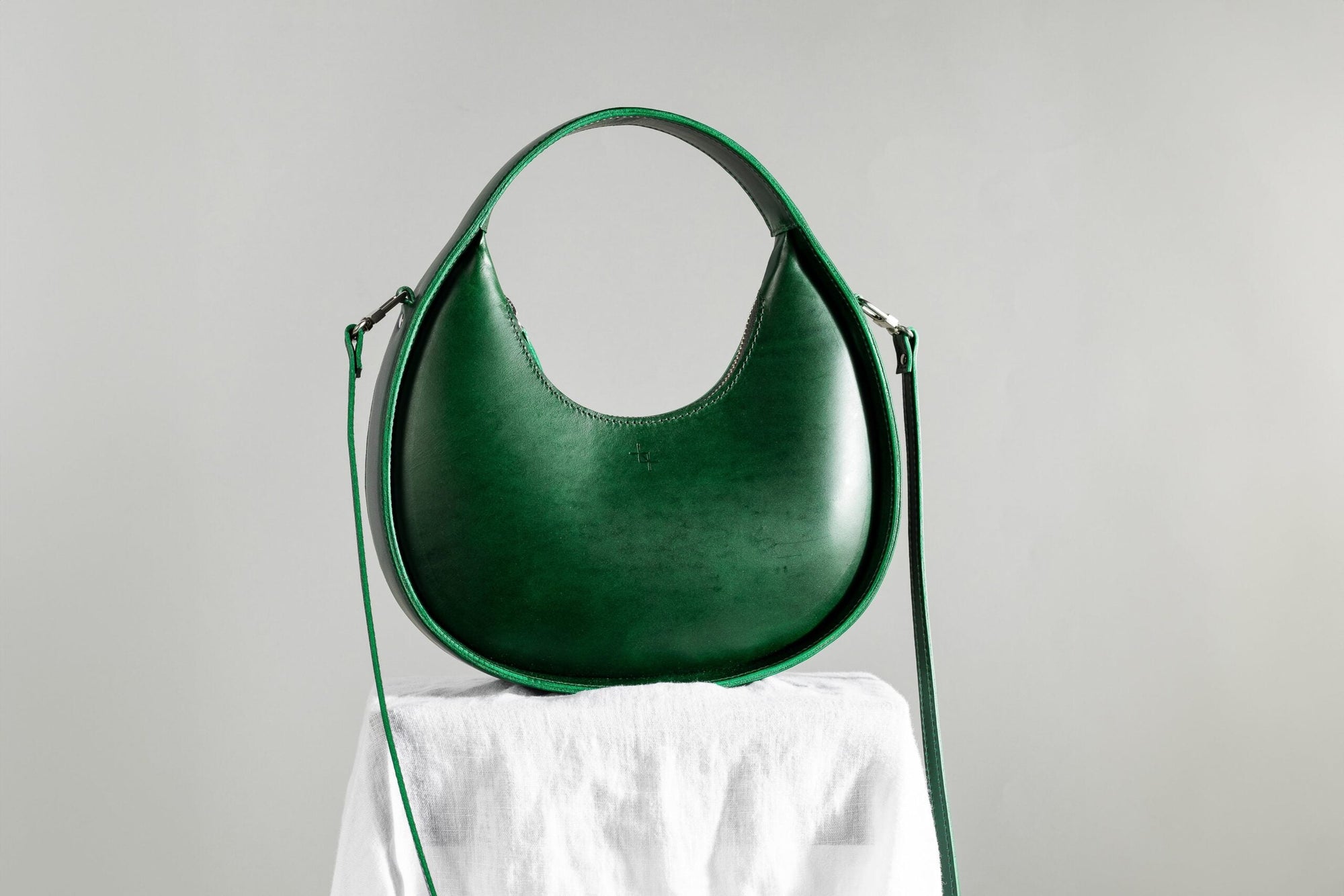 Mini Moon Leather Handbag in Moss