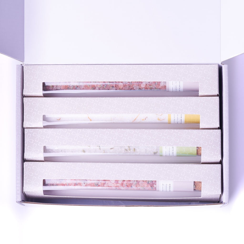 Natural Bath Salts Gift Set in Glass Tubes
