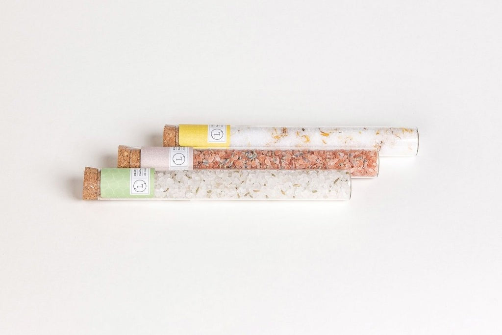 Natural Bath Salts Gift Set in Glass Tubes