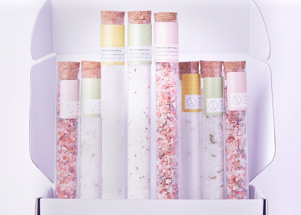 Natural Bath Salts Gift Set in Glass Tubes