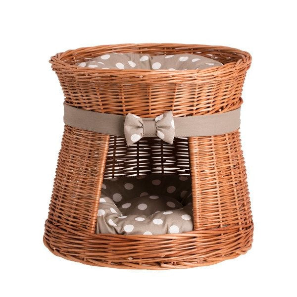 Cozy Wicker Cat House with Removable Cushions