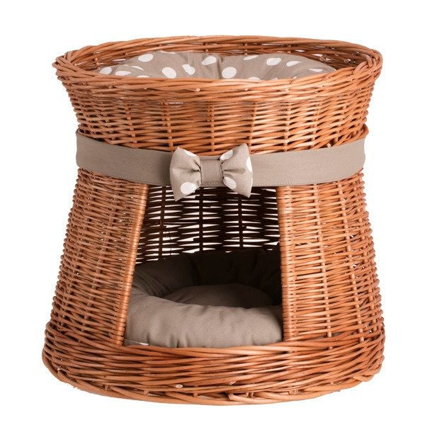 Cozy Wicker Cat House with Removable Cushions