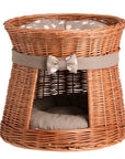 Cozy Wicker Cat House with Removable Cushions