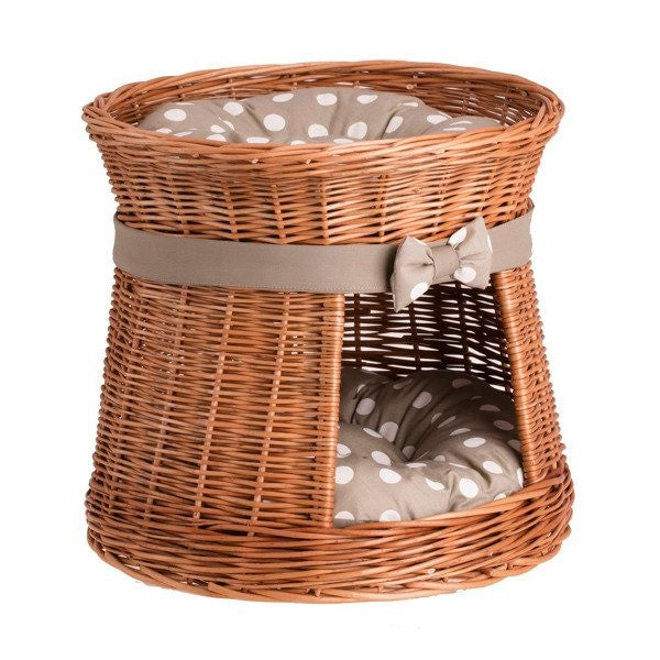 Cozy Wicker Cat House with Removable Cushions