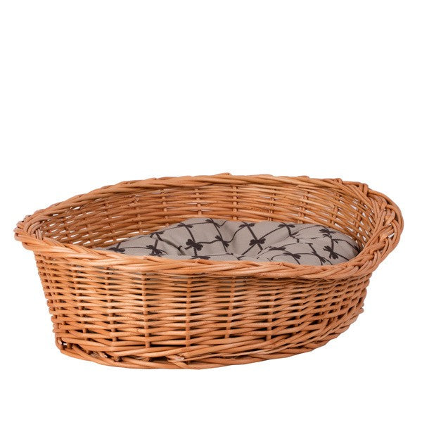 Cozy Natural Wicker Dog Bed With Cushion