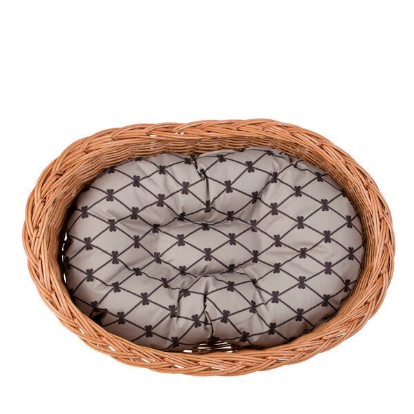 Cozy Natural Wicker Dog Bed With Cushion