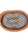 Cozy Natural Wicker Dog Bed With Cushion