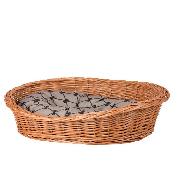 Cozy Natural Wicker Dog Bed With Cushion