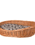 Cozy Natural Wicker Dog Bed With Cushion