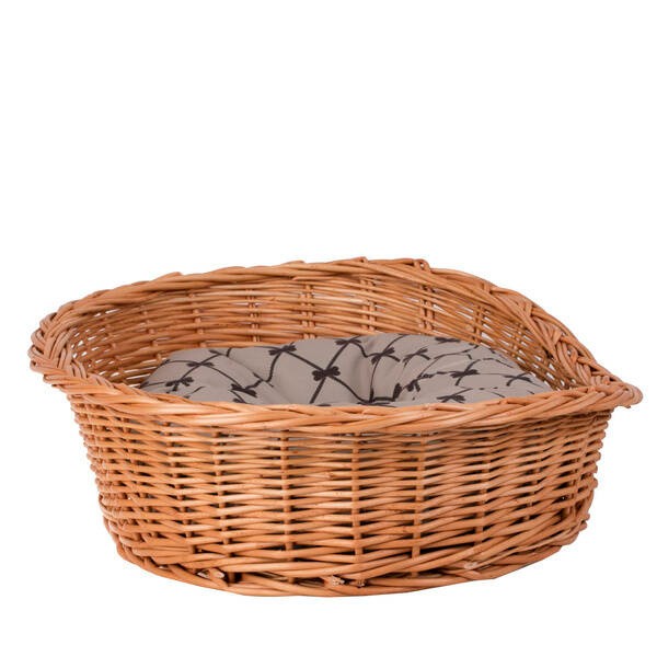 Cozy Natural Wicker Dog Bed With Cushion