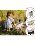 Natural Wicker Doll Pram with Beige Bedding
