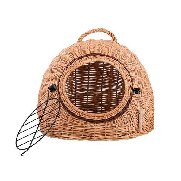 Cozy Natural Wicker Pet Carrier with Cushion