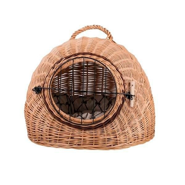 Cozy Natural Wicker Pet Carrier with Cushion