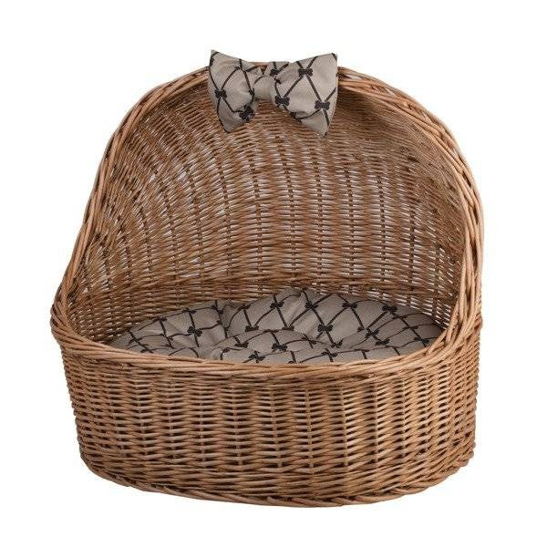 Cozy Natural Wicker Pet House with Soft Cushion