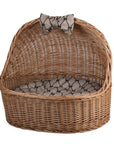 Cozy Natural Wicker Pet House with Soft Cushion