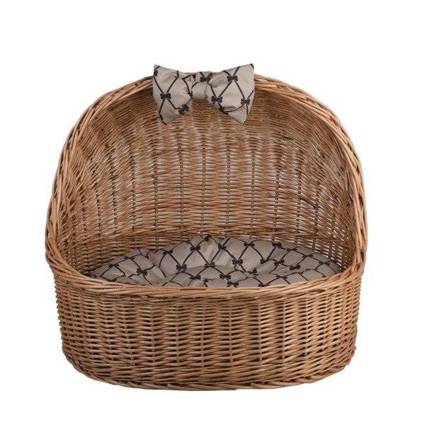 Cozy Natural Wicker Pet House with Soft Cushion