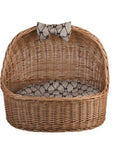 Cozy Natural Wicker Pet House with Soft Cushion