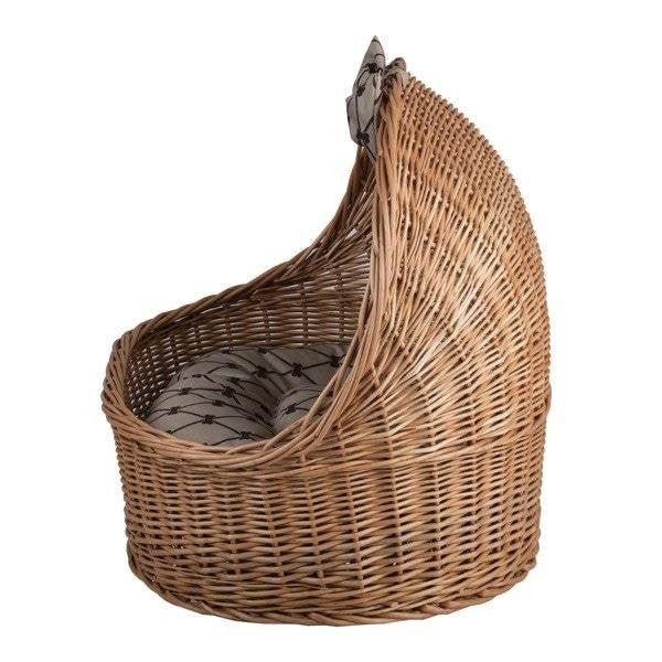 Cozy Natural Wicker Pet House with Soft Cushion