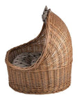Cozy Natural Wicker Pet House with Soft Cushion