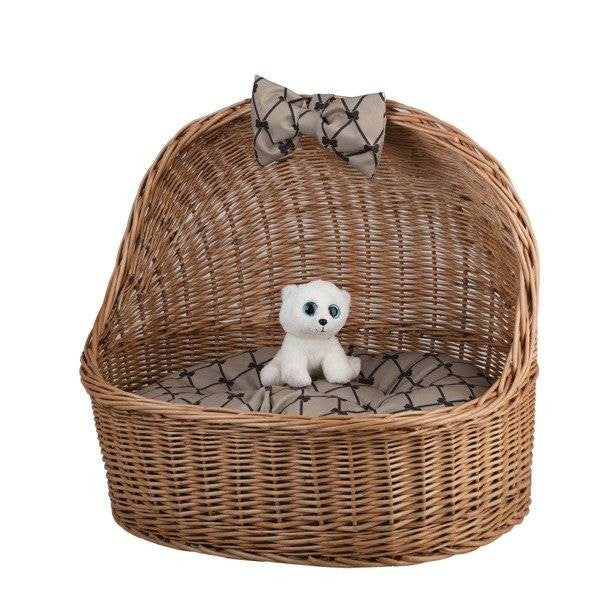 Cozy Natural Wicker Pet House with Soft Cushion
