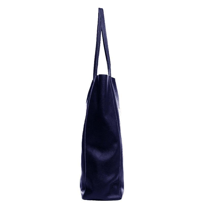 Navy Blue Pebbled Leather Tote Shopper - Brix + Bailey