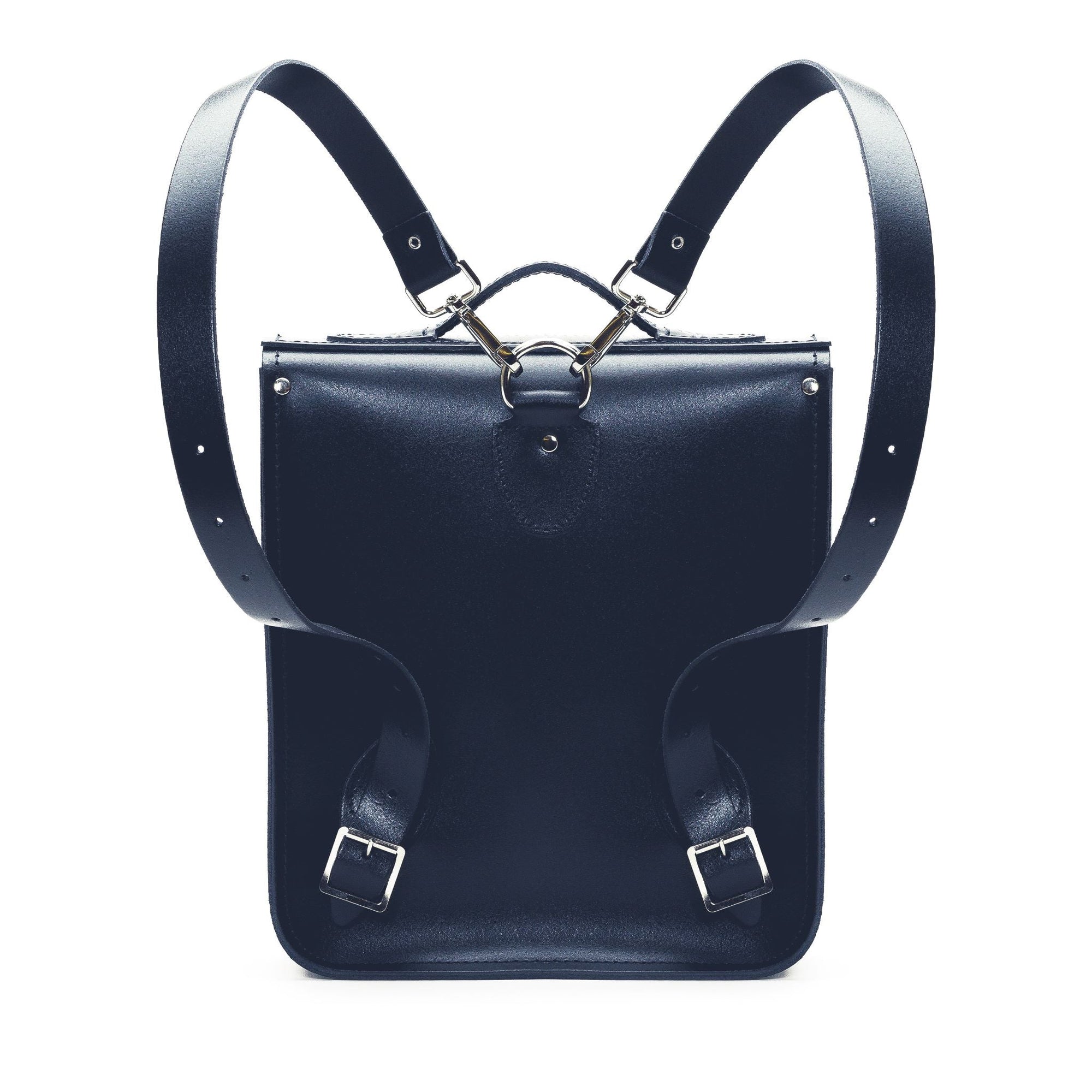 Handmade Leather City Backpack - Navy Blue
